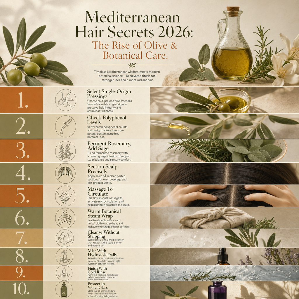 Mediterranean Hair Secrets 2026: The Rise of Olive & Botanical Care - infographic